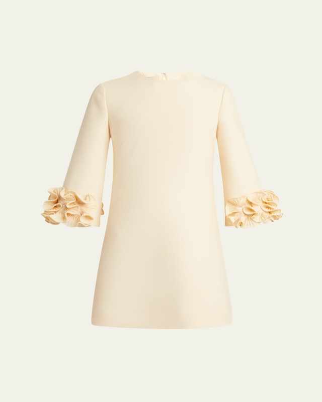 Ruffle Cuff Crepe Couture Short Dress